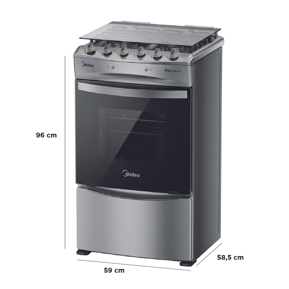 Cocina a gas 4 quemadores GREY MCG-4QPI24NS