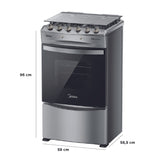 Cocina a gas 4 quemadores GREY MCG-4QPI24NS