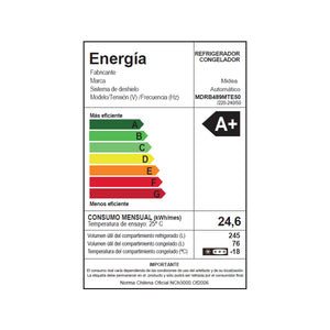 Refrigerador BTM No Frost Light Silver 321 lts  MDRB489MTE50