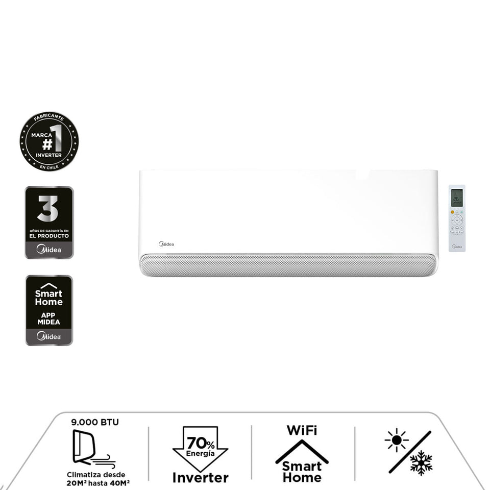 Split muro Midea Breezeless 9.000 Btuh Inverter