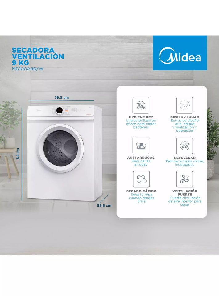Secadora Ventilación Blanca 9 KG MD100A90/W