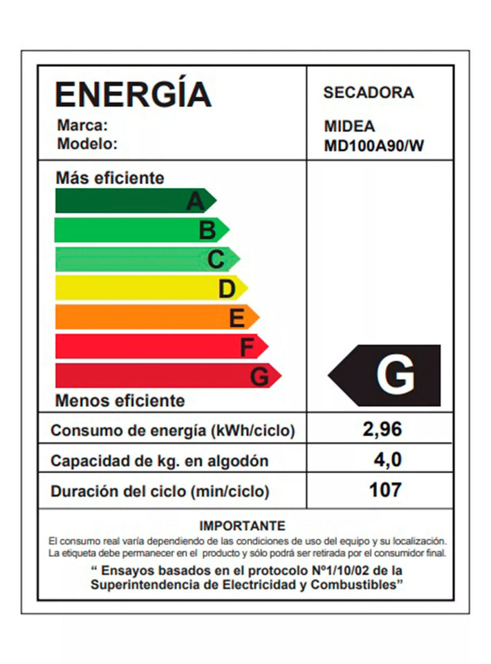 Secadora Ventilación Blanca 9 KG MD100A90/W